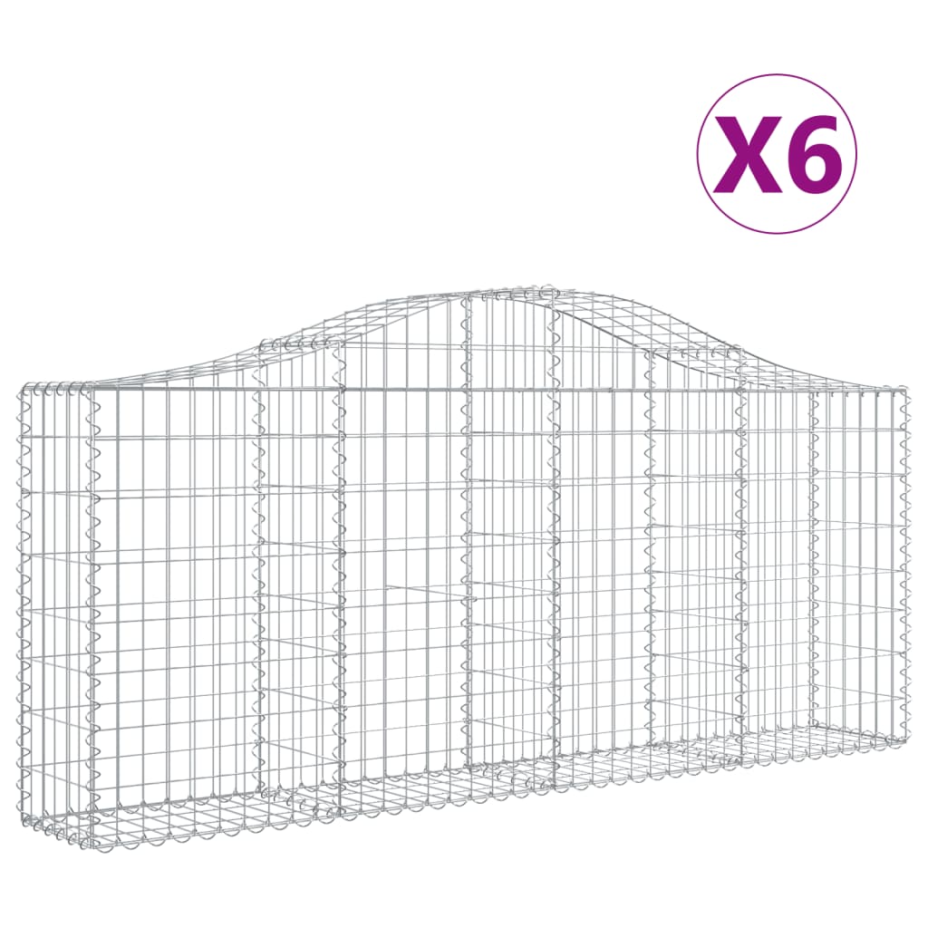 Schanskorven 6 St Gewelfd 200X30X80/100 Cm Gegalvaniseerd Ijzer 200 x 30 x 80/100 cm