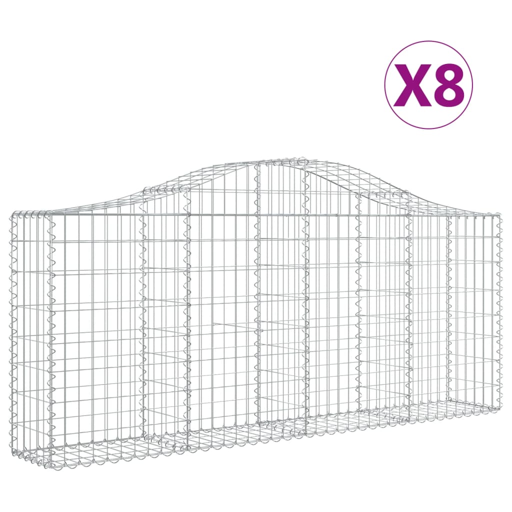 Schanskorven 8 St Gewelfd 200X30X80/100 Cm Gegalvaniseerd Ijzer 200 x 30 x 80/100 cm