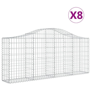 Schanskorven 8 St Gewelfd 200X30X80/100 Cm Gegalvaniseerd Ijzer 200 x 30 x 80/100 cm