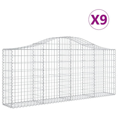 Schanskorven 9 St Gewelfd 200X30X80/100 Cm Gegalvaniseerd Ijzer 200 x 30 x 80/100 cm