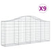 Schanskorven 9 St Gewelfd 200X30X80/100 Cm Gegalvaniseerd Ijzer 200 x 30 x 80/100 cm