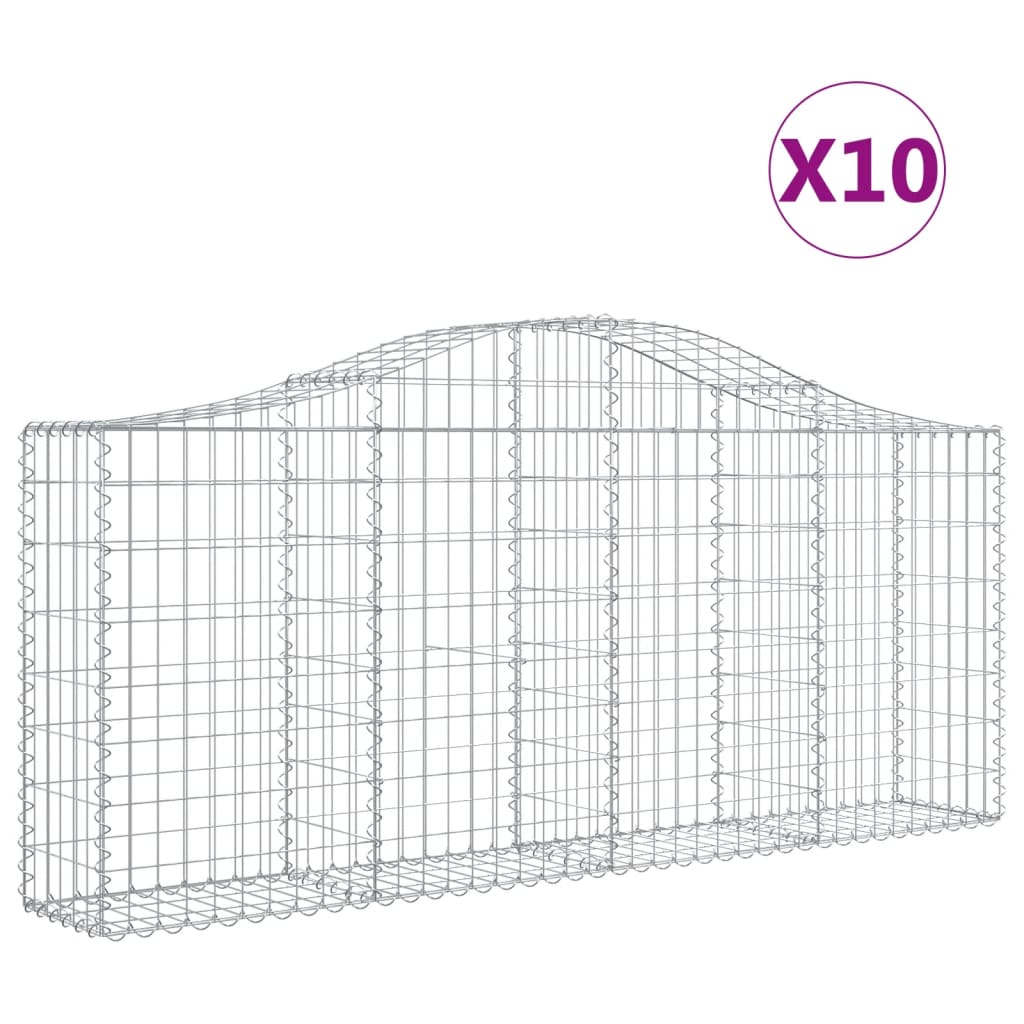 Schanskorven 10 St Gewelfd 200X30X80/100 Cm Ijzer 200 x 30 x 80/100 cm
