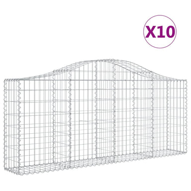 Schanskorven 10 St Gewelfd 200X30X80/100 Cm Ijzer 200 x 30 x 80/100 cm