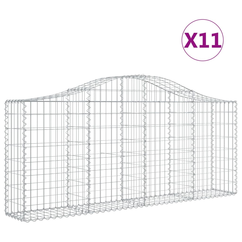 Schanskorven 11 St Gewelfd 200X30X80/100 Cm Ijzer 200 x 30 x 80/100 cm
