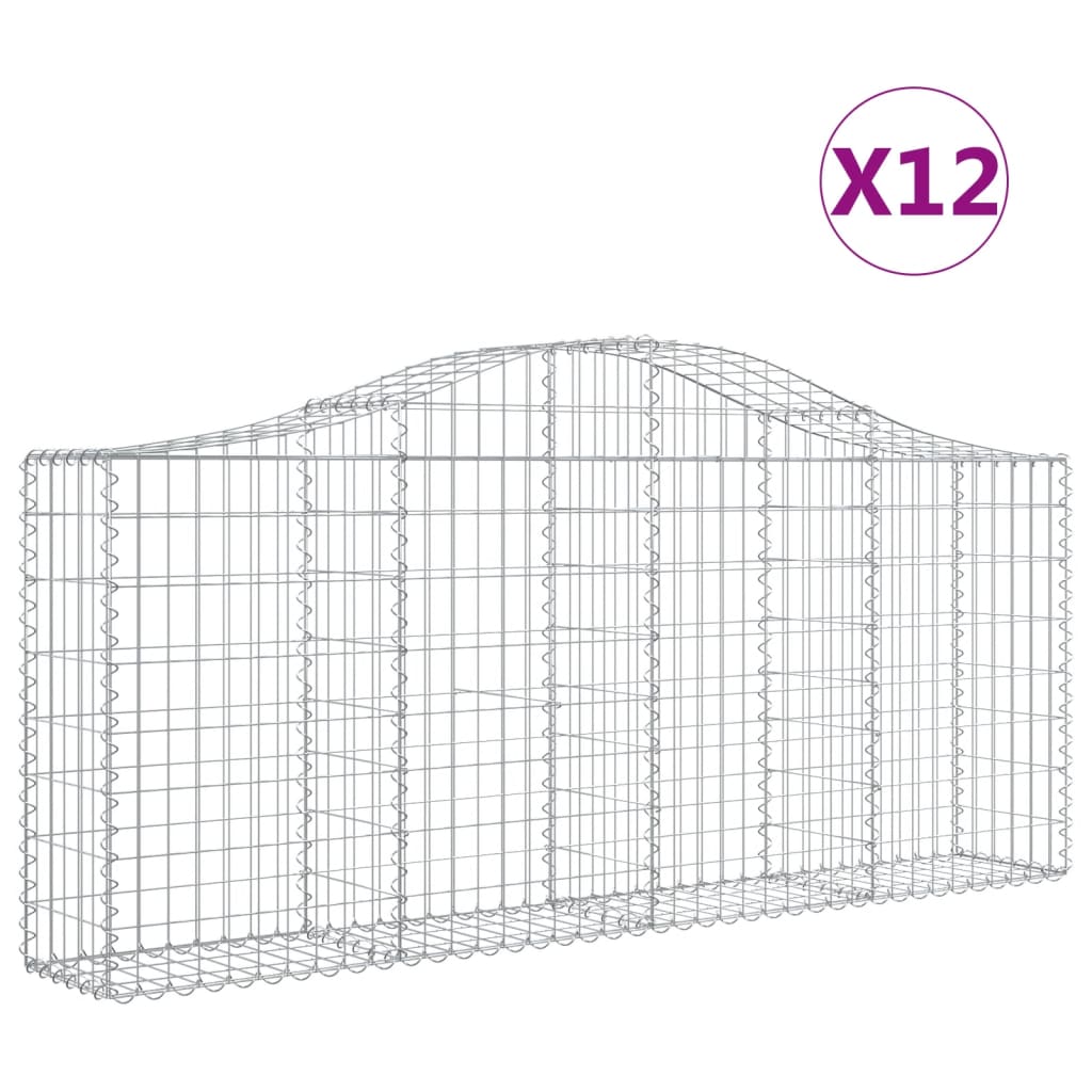 Schanskorven 12 St Gewelfd 200X30X80/100 Cm Ijzer 200 x 30 x 80/100 cm