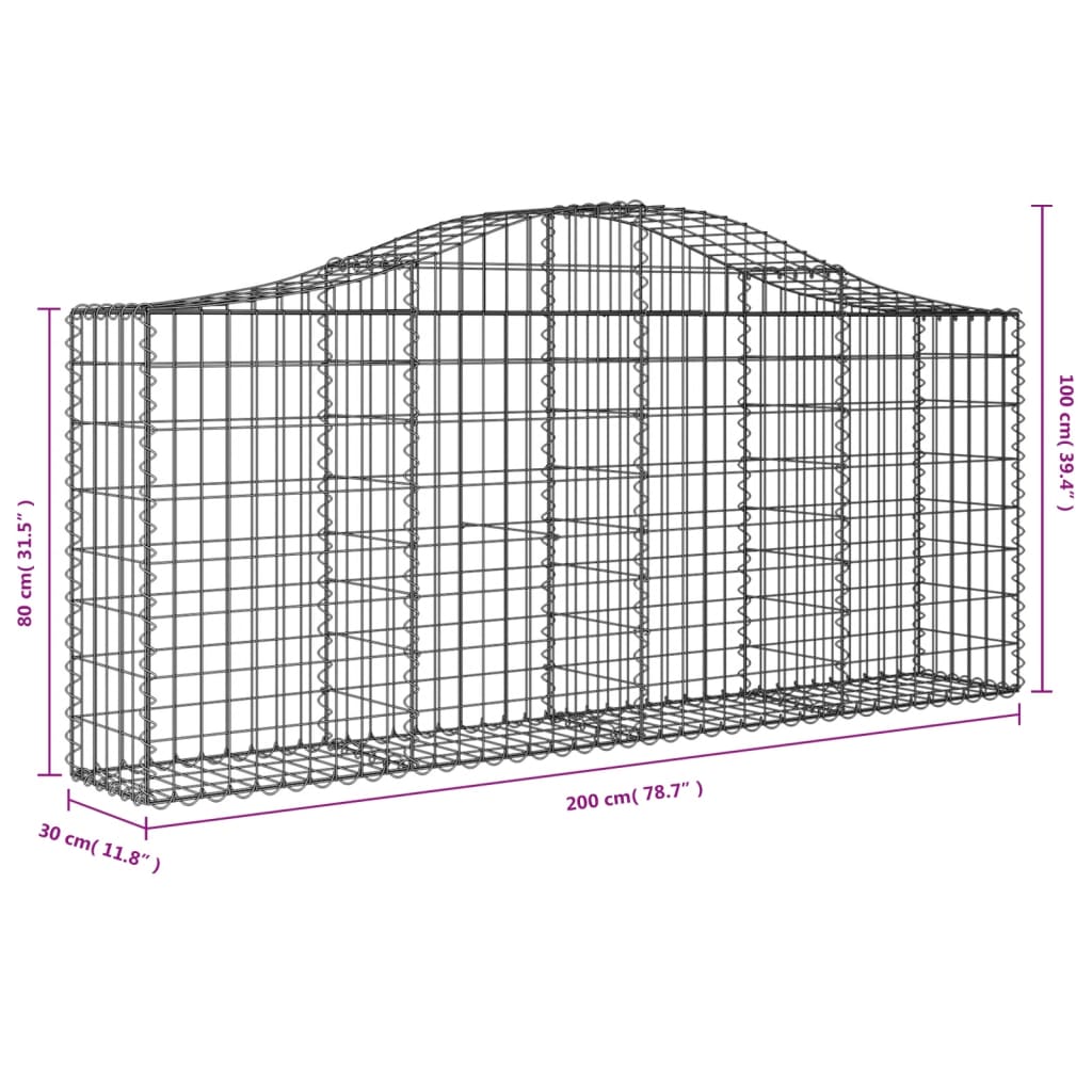 Schanskorven 12 St Gewelfd 200X30X80/100 Cm Ijzer 200 x 30 x 80/100 cm