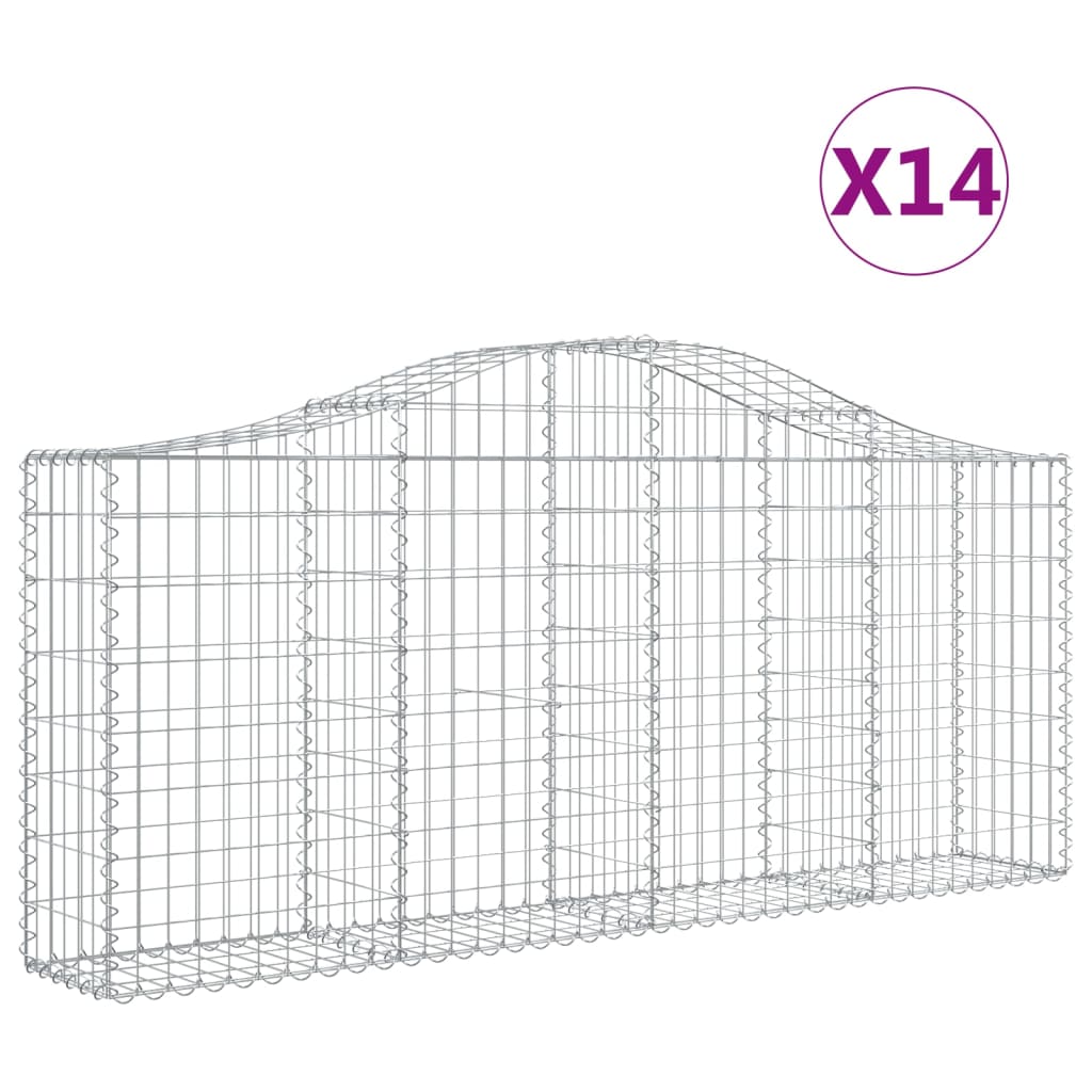 Schanskorven 14 St Gewelfd 200X30X80/100 Cm Ijzer 200 x 30 x 80/100 cm