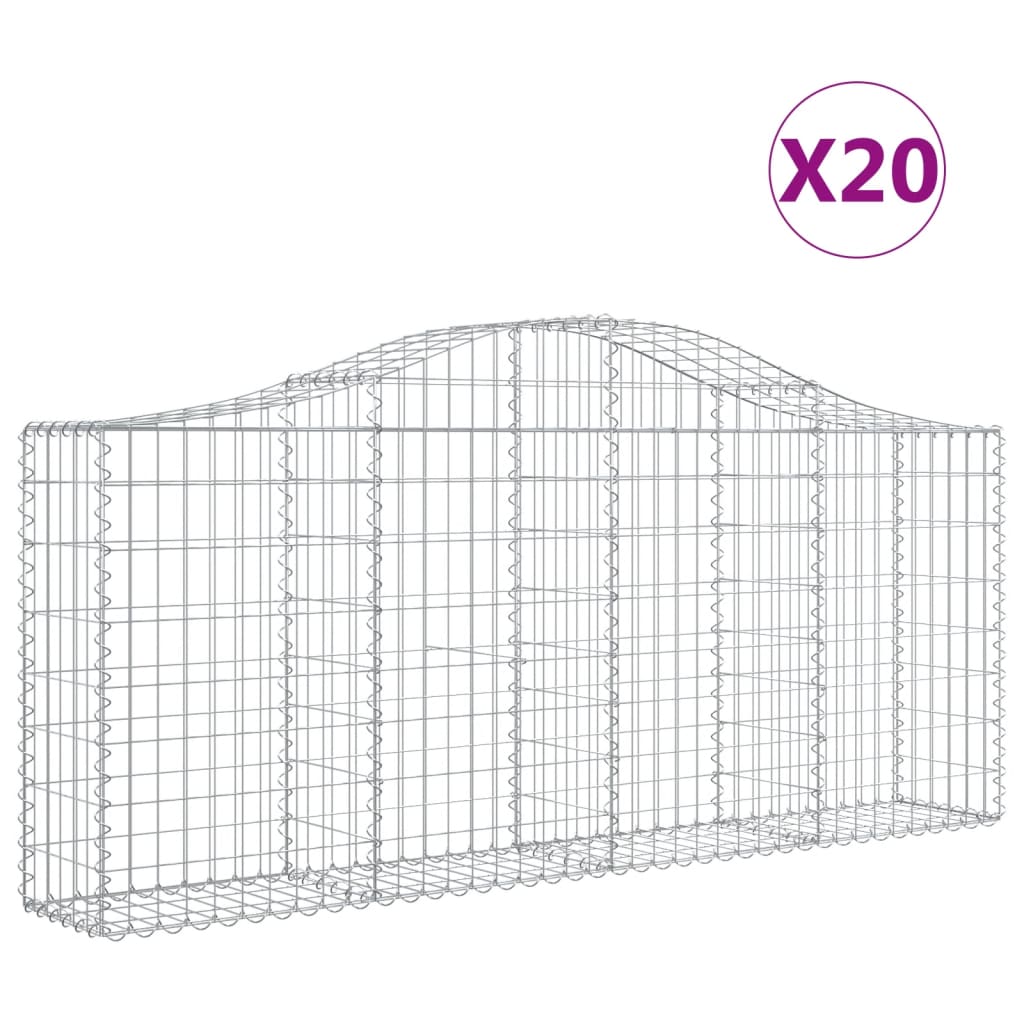 Schanskorven 20 St Gewelfd 200X30X80/100 Cm Ijzer 200 x 30 x 80/100 cm