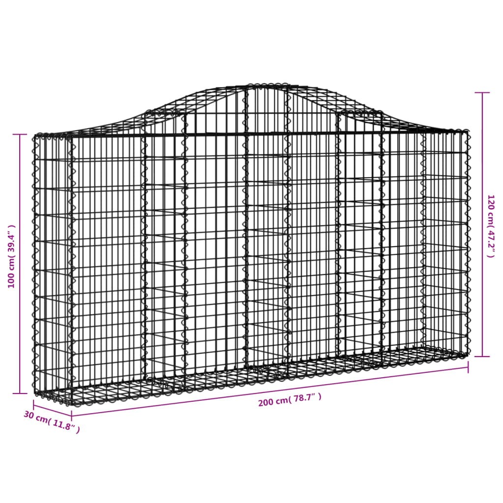 Schanskorven 4 St Gewelfd 200X30X100/120 Cm Ijzer 200 x 30 x 100/120 cm