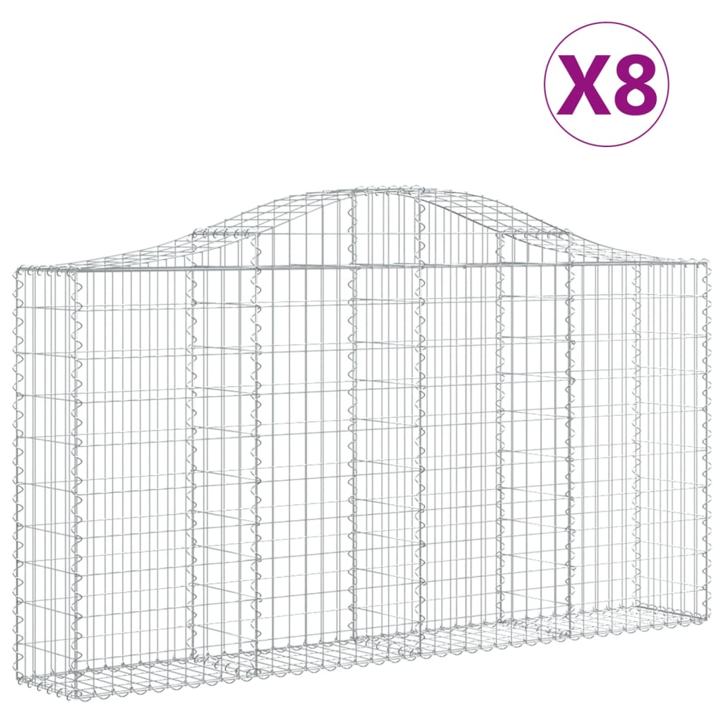 Schanskorven 8 St Gewelfd 200X30X100/120 Cm Ijzer 200 x 30 x 100/120 cm