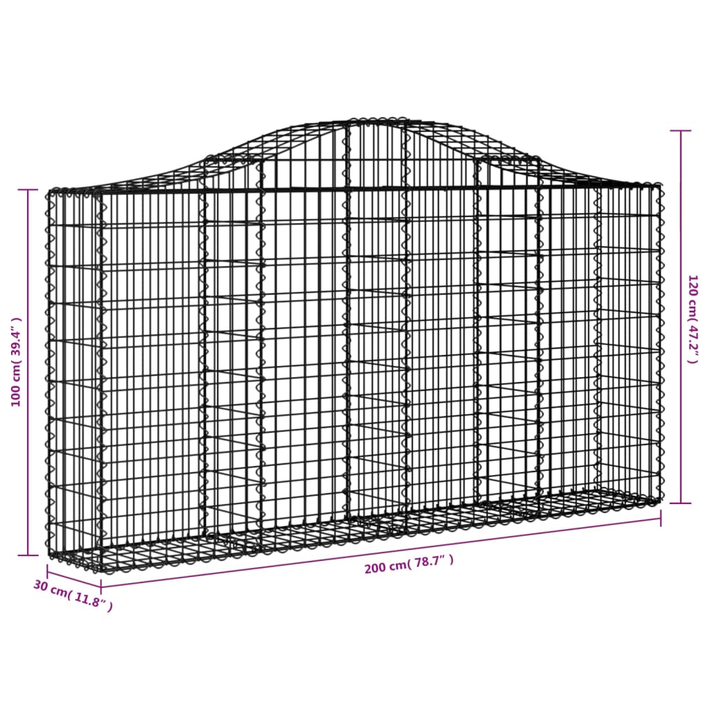 Schanskorven 15 St Gewelfd 200X30X100/120 Cm Ijzer 200 x 30 x 100/120 cm