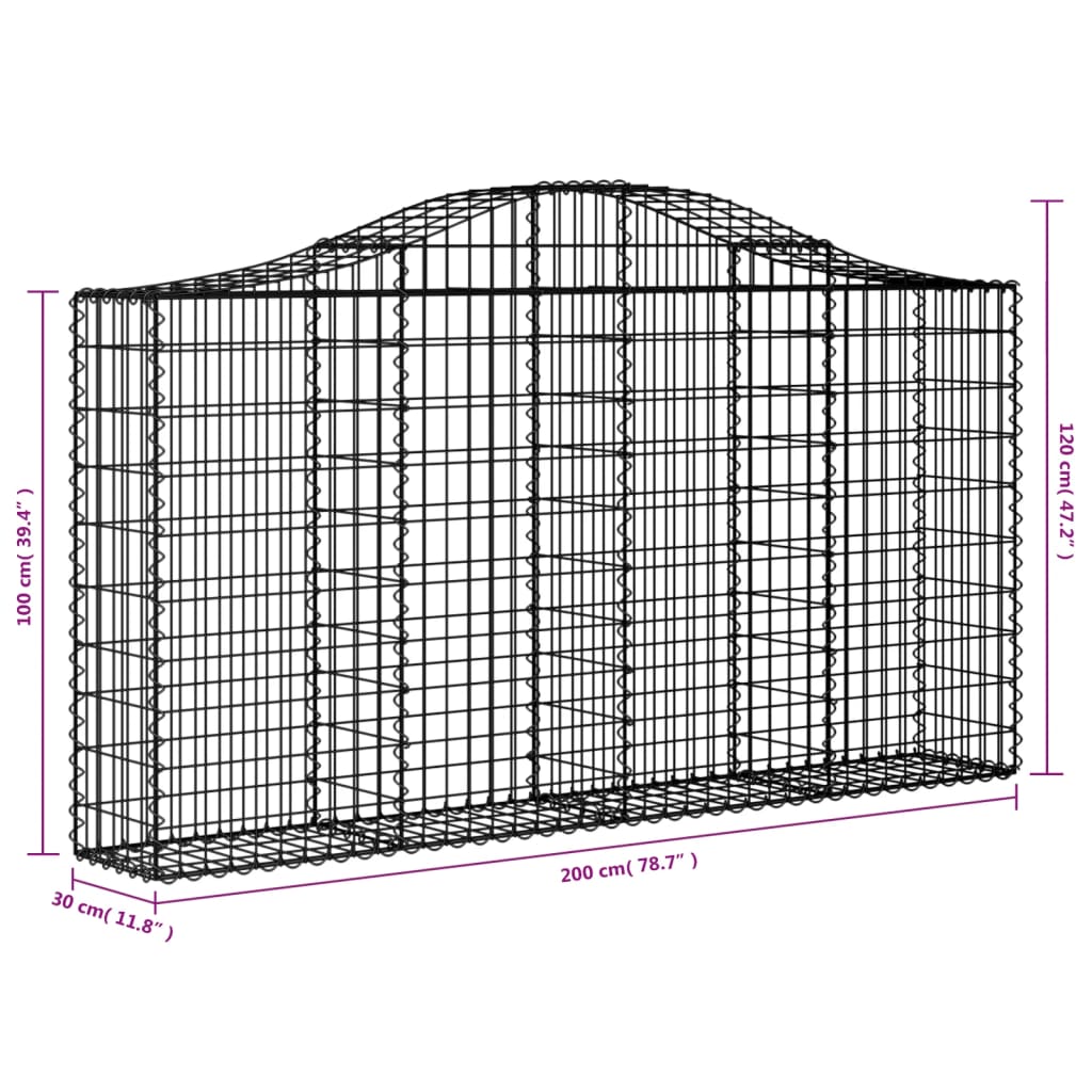 Schanskorven 18 St Gewelfd 200X30X100/120 Cm Ijzer 200 x 30 x 100/120 cm