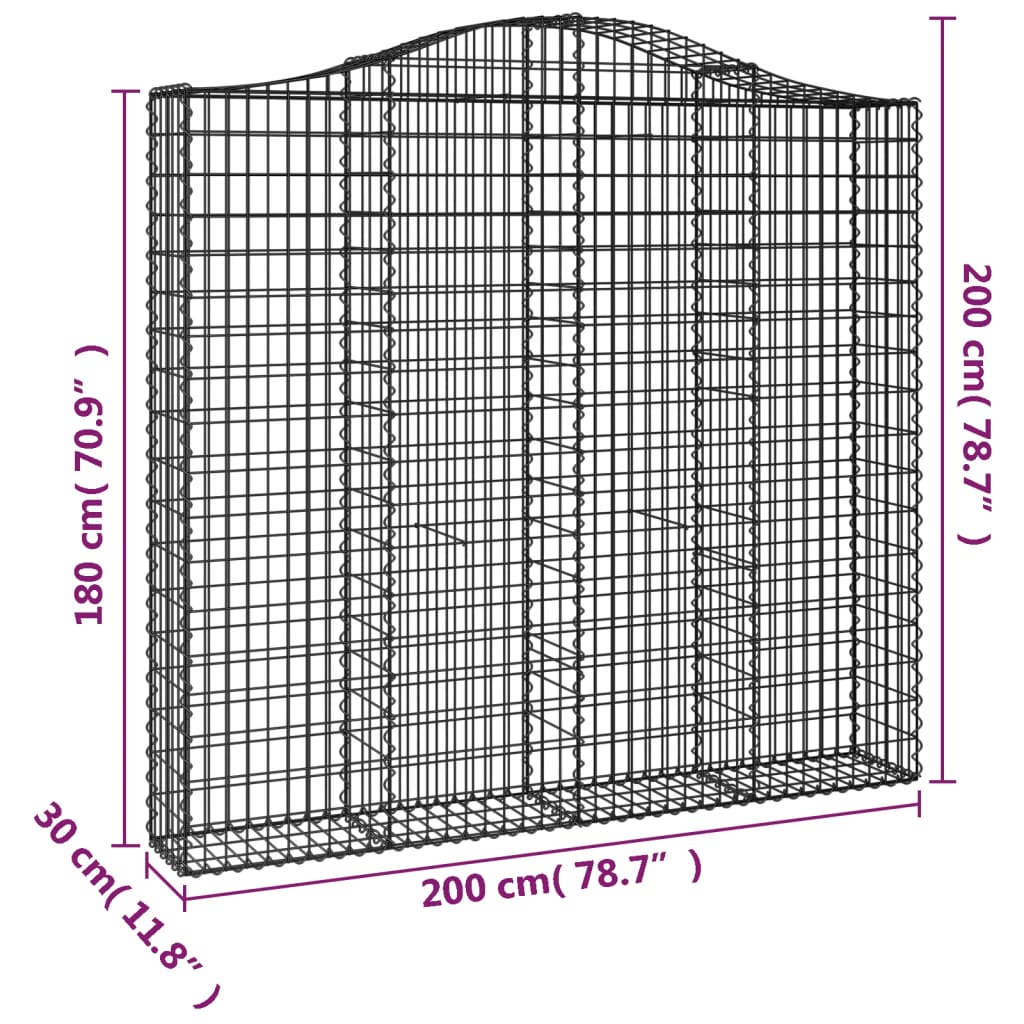 Schanskorven 2 St Gewelfd 200X30X180/200 Cm Ijzer 200 x 30 x 180/200 cm