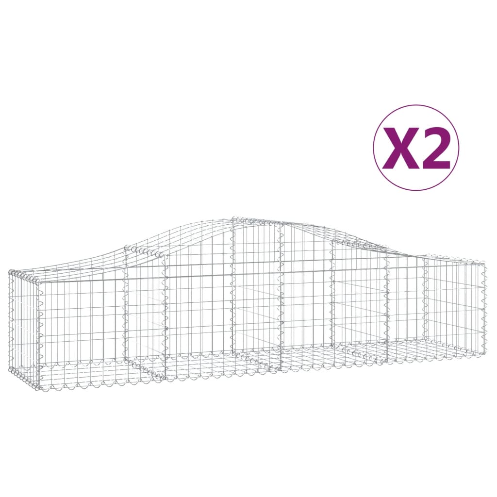 Schanskorven 2 St Gewelfd 200X50X40/60 Cm Gegalvaniseerd Ijzer 200 x 50 x 40/60 cm