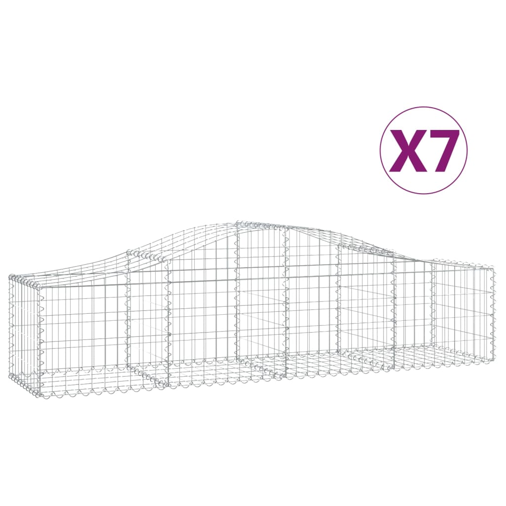 Schanskorven 7 St Gewelfd 200X50X40/60 Cm Gegalvaniseerd Ijzer 200 x 50 x 40/60 cm