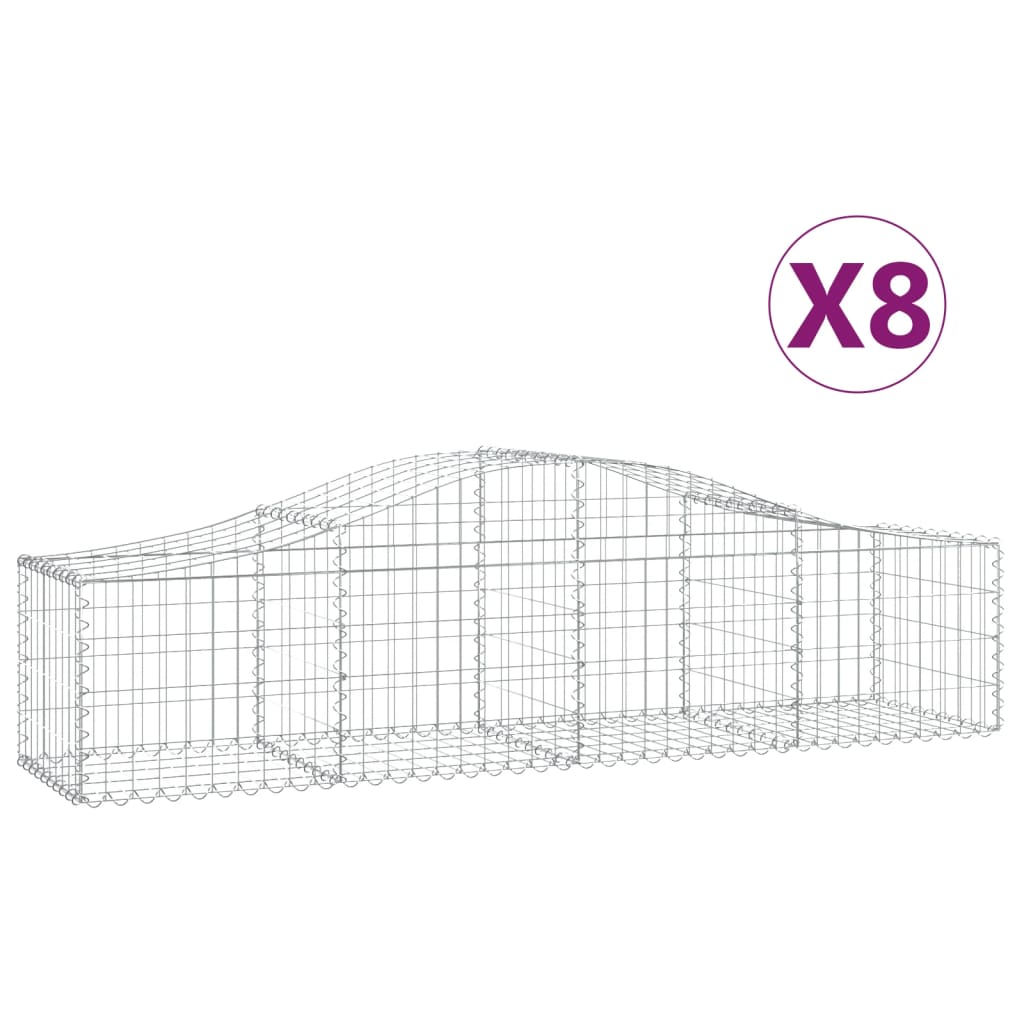 Schanskorven 8 St Gewelfd 200X50X40/60 Cm Gegalvaniseerd Ijzer 200 x 50 x 40/60 cm