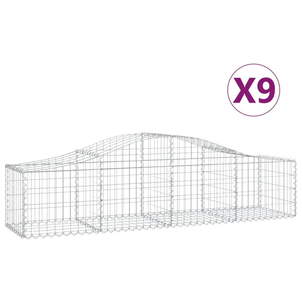 Schanskorven 9 St Gewelfd 200X50X40/60 Cm Gegalvaniseerd Ijzer 200 x 50 x 40/60 cm