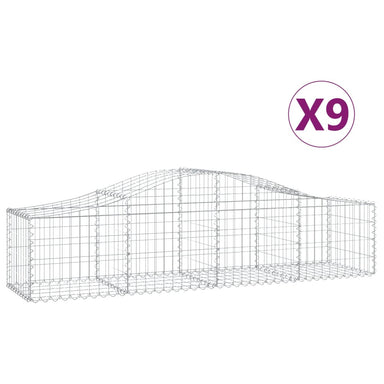 Schanskorven 9 St Gewelfd 200X50X40/60 Cm Gegalvaniseerd Ijzer 200 x 50 x 40/60 cm
