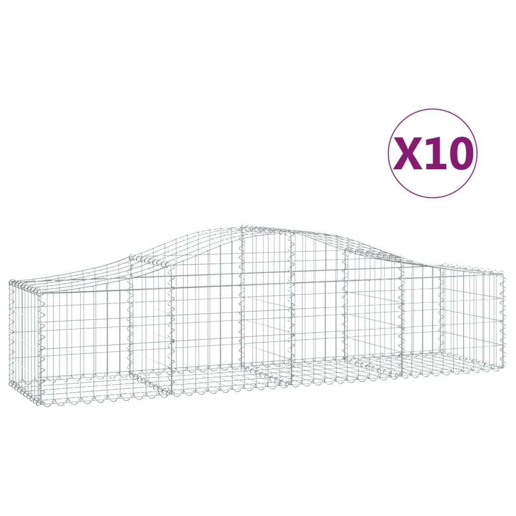 Schanskorven 10 St Gewelfd 200X50X40/60 Cm Gegalvaniseerd Ijzer 200 x 50 x 40/60 cm