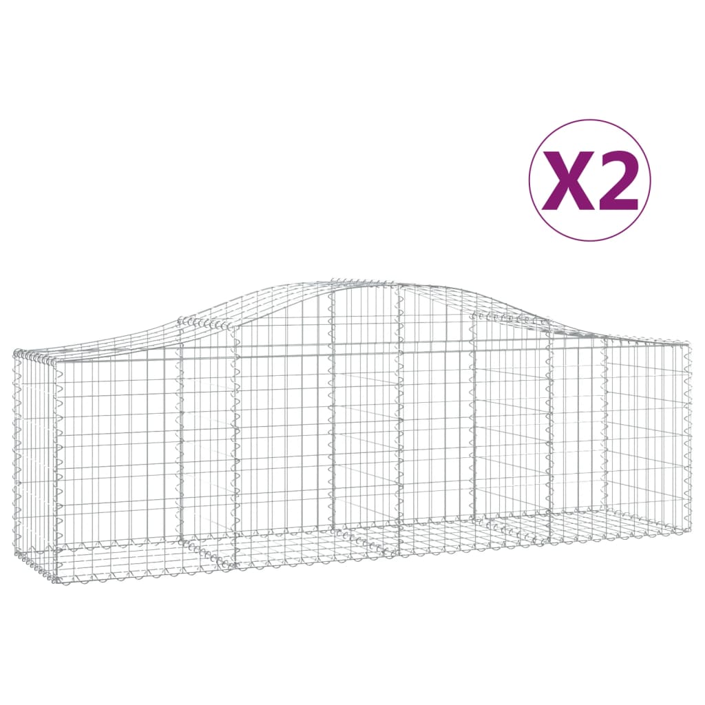 Schanskorven 2 St Gewelfd 200X50X60/80 Cm Gegalvaniseerd Ijzer 200 x 50 x 60/80 cm