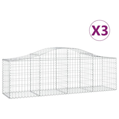 Schanskorven 3 St Gewelfd 200X50X60/80 Cm Gegalvaniseerd Ijzer 200 x 50 x 60/80 cm