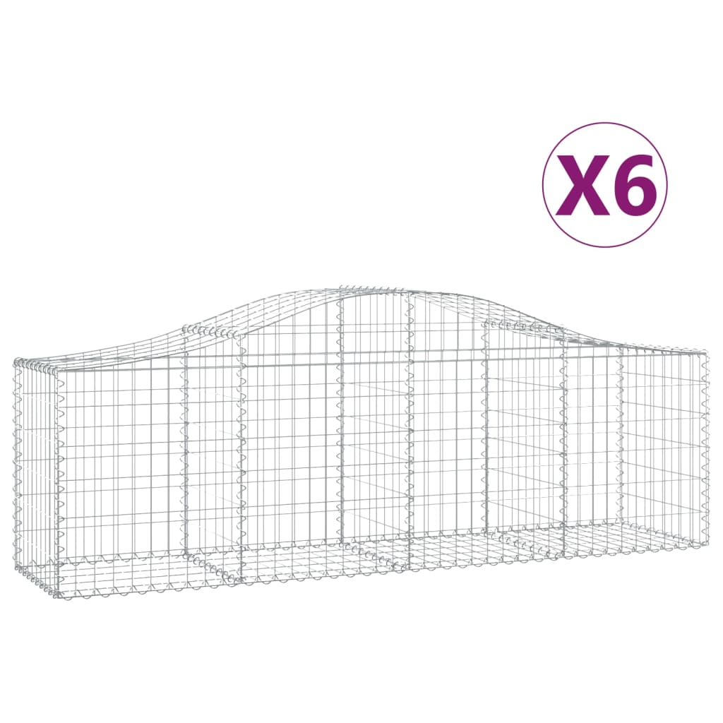 Schanskorven 6 St Gewelfd 200X50X60/80 Cm Gegalvaniseerd Ijzer 200 x 50 x 60/80 cm