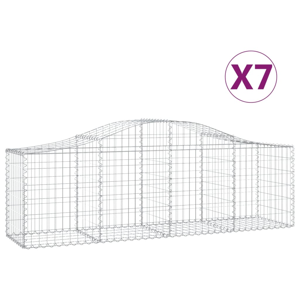 Schanskorven 7 St Gewelfd 200X50X60/80 Cm Gegalvaniseerd Ijzer 200 x 50 x 60/80 cm