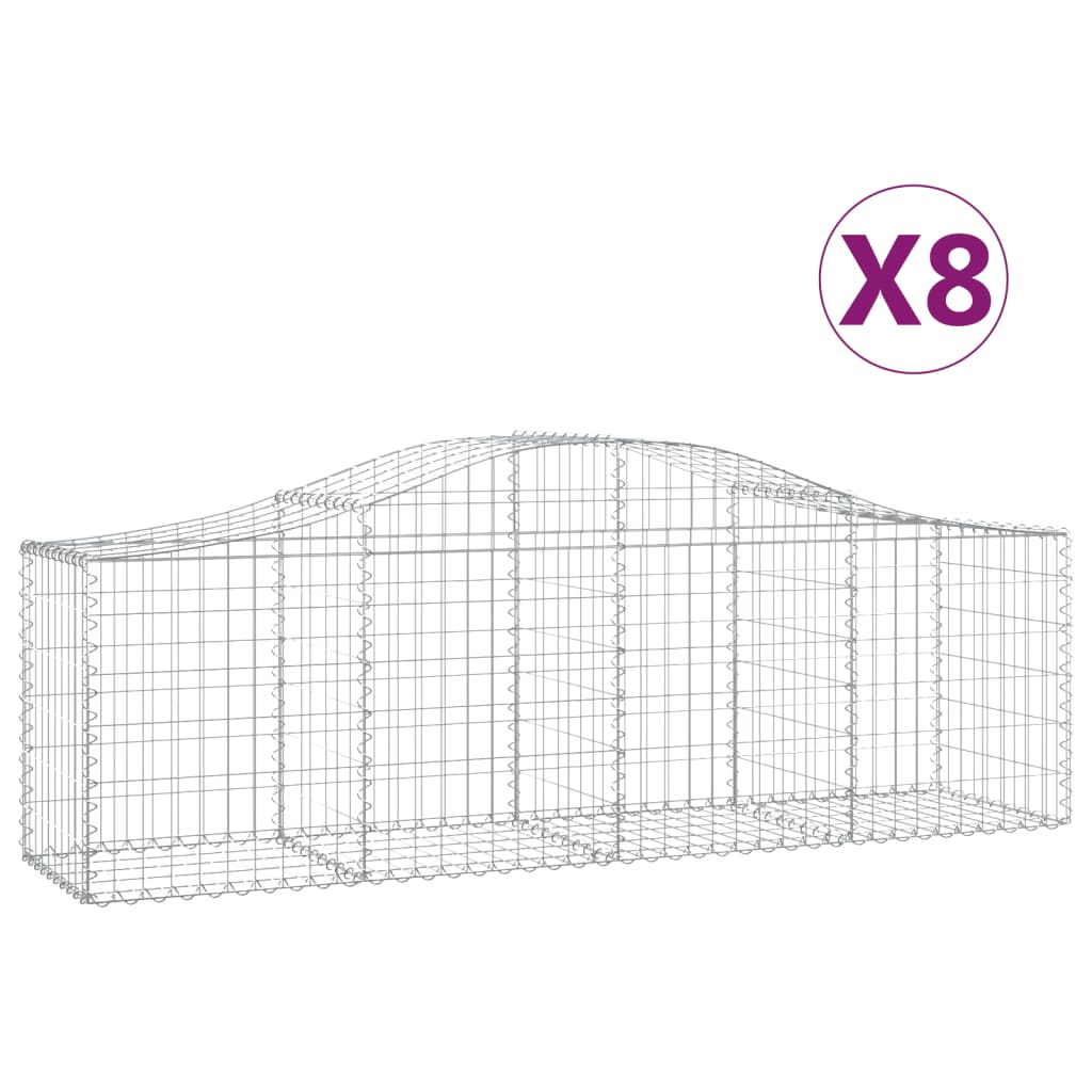 Schanskorven 8 St Gewelfd 200X50X60/80 Cm Gegalvaniseerd Ijzer 200 x 50 x 60/80 cm