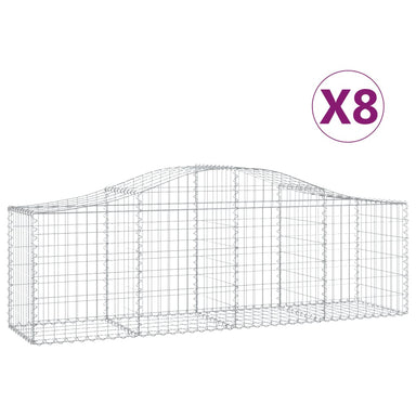 Schanskorven 8 St Gewelfd 200X50X60/80 Cm Gegalvaniseerd Ijzer 200 x 50 x 60/80 cm