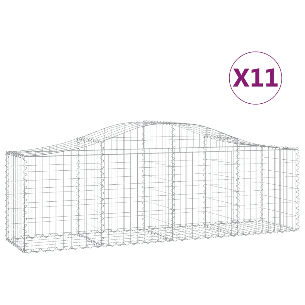 Schanskorven 11 St Gewelfd 200X50X60/80 Cm Gegalvaniseerd Ijzer 200 x 50 x 60/80 cm