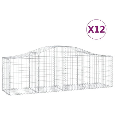 Schanskorven 12 St Gewelfd 200X50X60/80 Cm Gegalvaniseerd Ijzer 200 x 50 x 60/80 cm