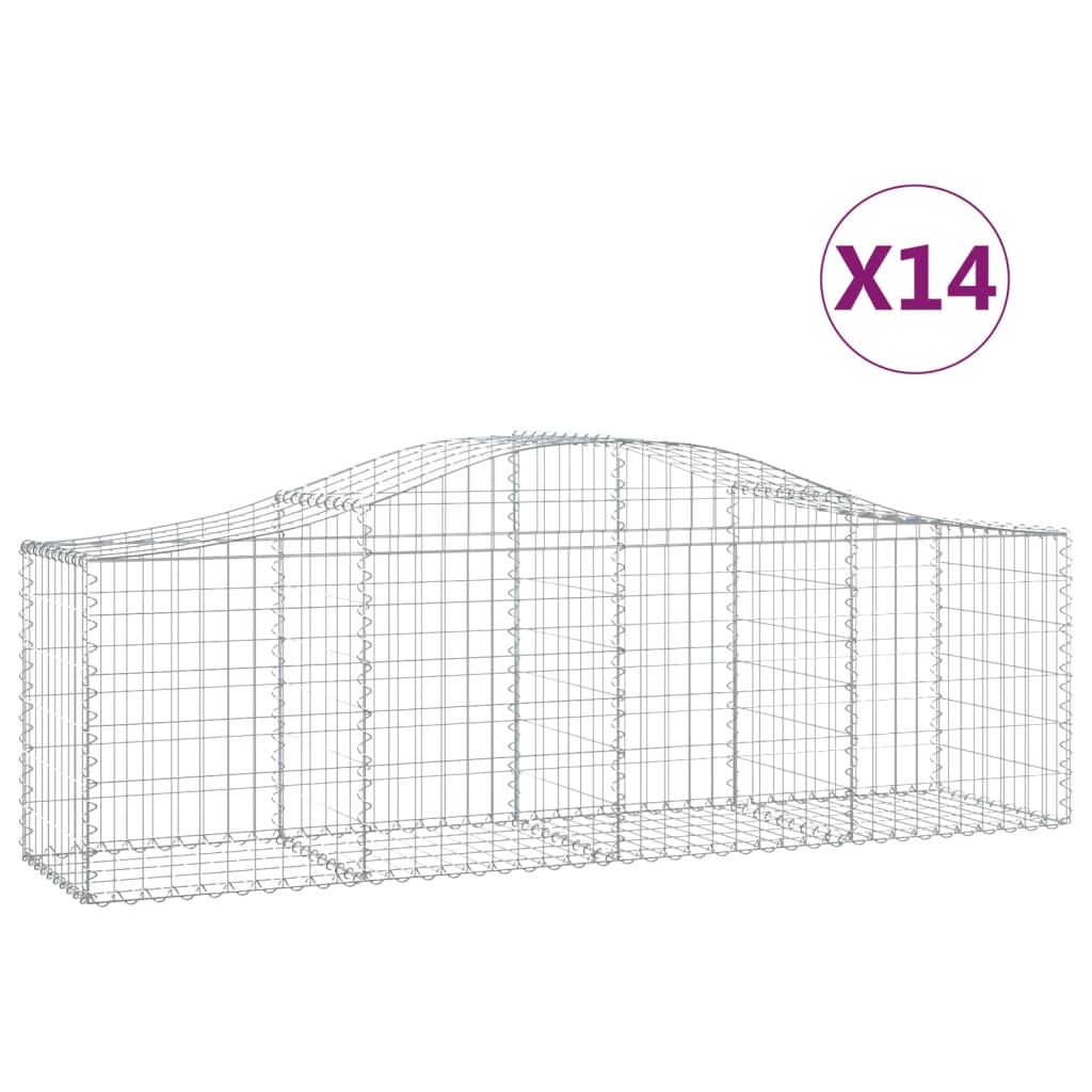 Schanskorven 14 St Gewelfd 200X50X60/80 Cm Gegalvaniseerd Ijzer 200 x 50 x 60/80 cm