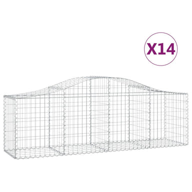 Schanskorven 14 St Gewelfd 200X50X60/80 Cm Gegalvaniseerd Ijzer 200 x 50 x 60/80 cm