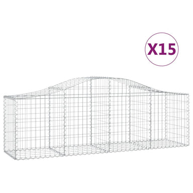Schanskorven 15 St Gewelfd 200X50X60/80 Cm Gegalvaniseerd Ijzer 200 x 50 x 60/80 cm