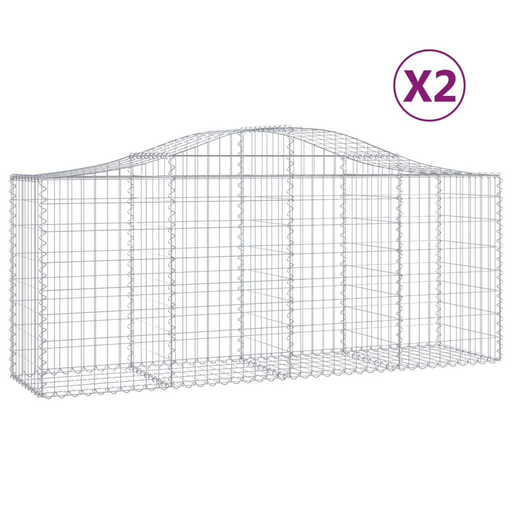 Schanskorven 2 St Gewelfd 200X50X80/100 Cm Gegalvaniseerd Ijzer 200 x 50 x 80/100 cm