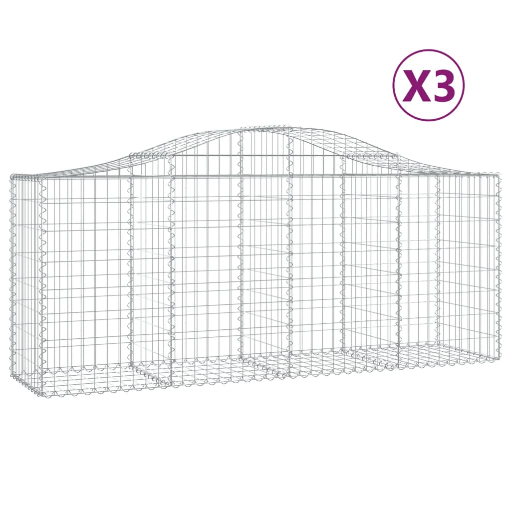 Schanskorven 3 St Gewelfd 200X50X80/100 Cm Gegalvaniseerd Ijzer 200 x 50 x 80/100 cm