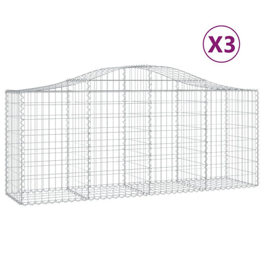 Schanskorven 3 St Gewelfd 200X50X80/100 Cm Gegalvaniseerd Ijzer 200 x 50 x 80/100 cm
