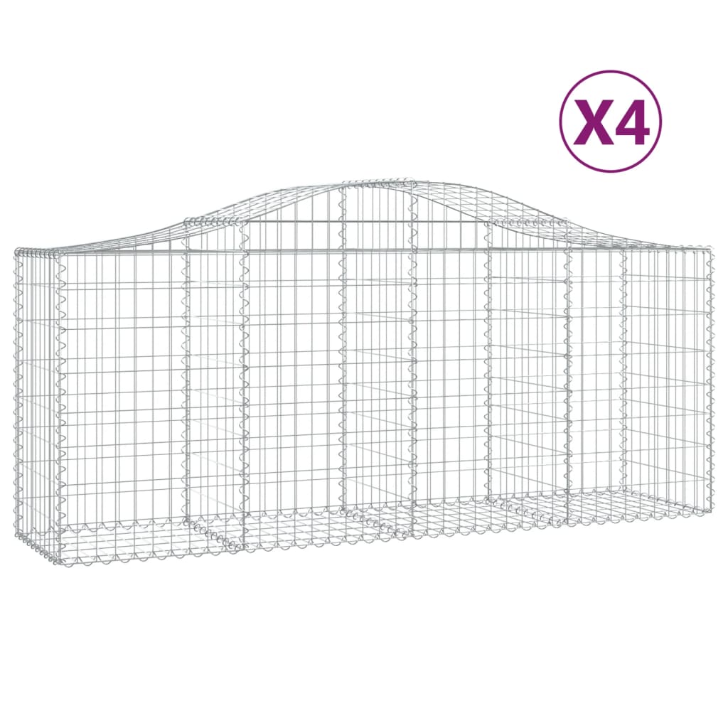 Schanskorven 4 St Gewelfd 200X50X80/100 Cm Gegalvaniseerd Ijzer 200 x 50 x 80/100 cm