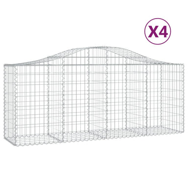 Schanskorven 4 St Gewelfd 200X50X80/100 Cm Gegalvaniseerd Ijzer 200 x 50 x 80/100 cm