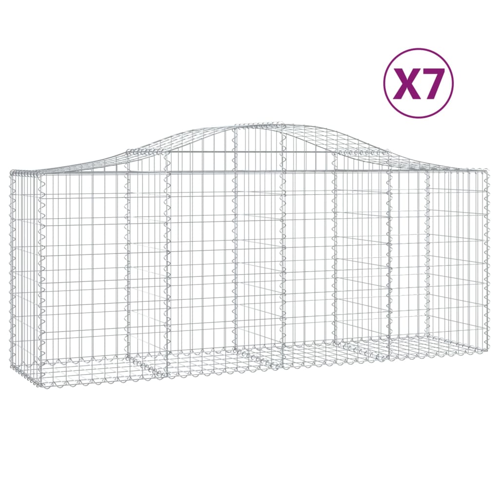 Schanskorven 7 St Gewelfd 200X50X80/100 Cm Gegalvaniseerd Ijzer 200 x 50 x 80/100 cm