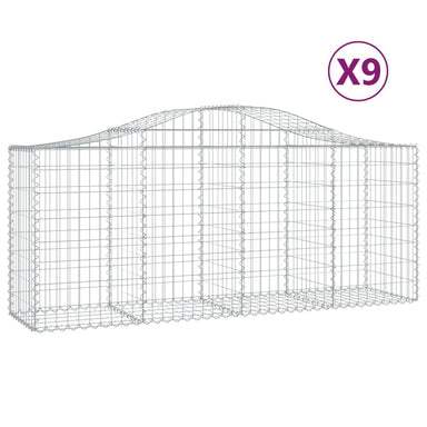 Schanskorven 9 St Gewelfd 200X50X80/100 Cm Gegalvaniseerd Ijzer 200 x 50 x 80/100 cm