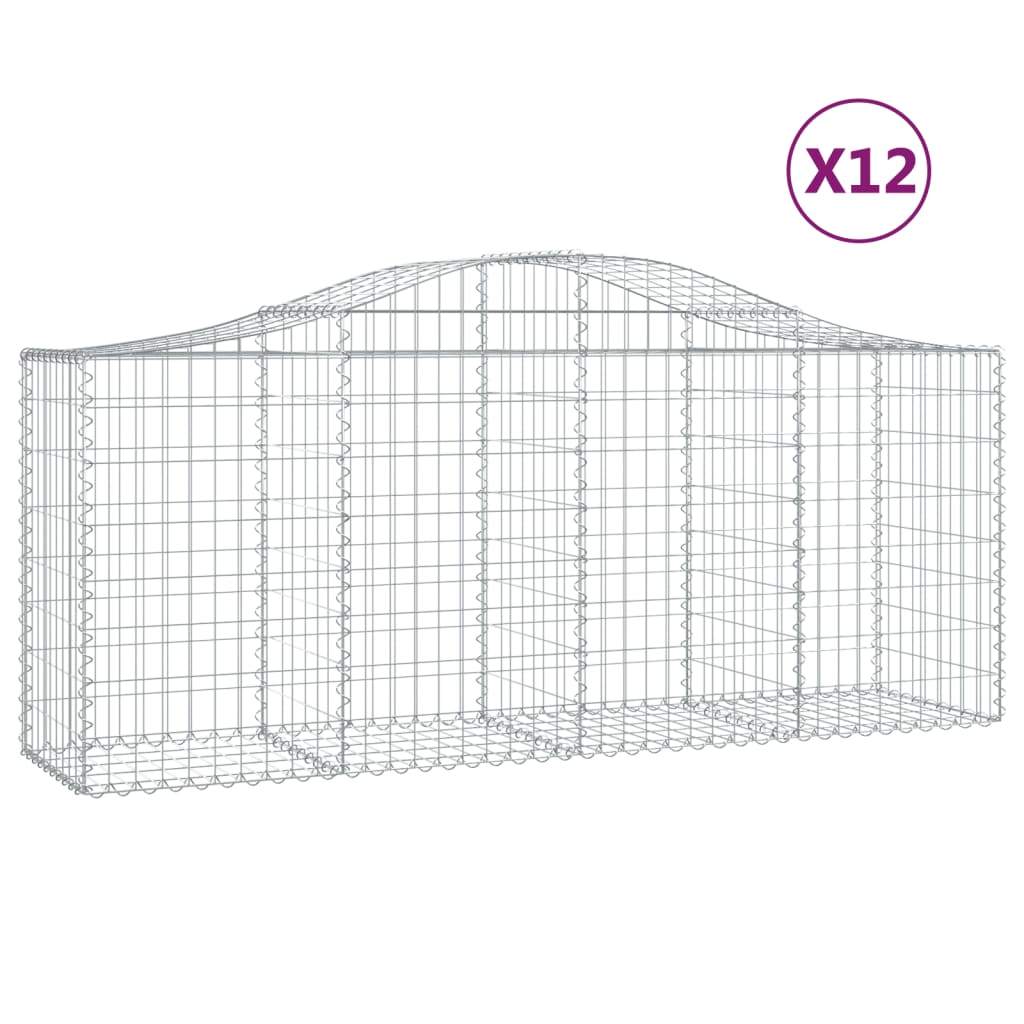 Schanskorven 12 St Gewelfd 200X50X80/100 Cm Ijzer 200 x 50 x 80/100 cm
