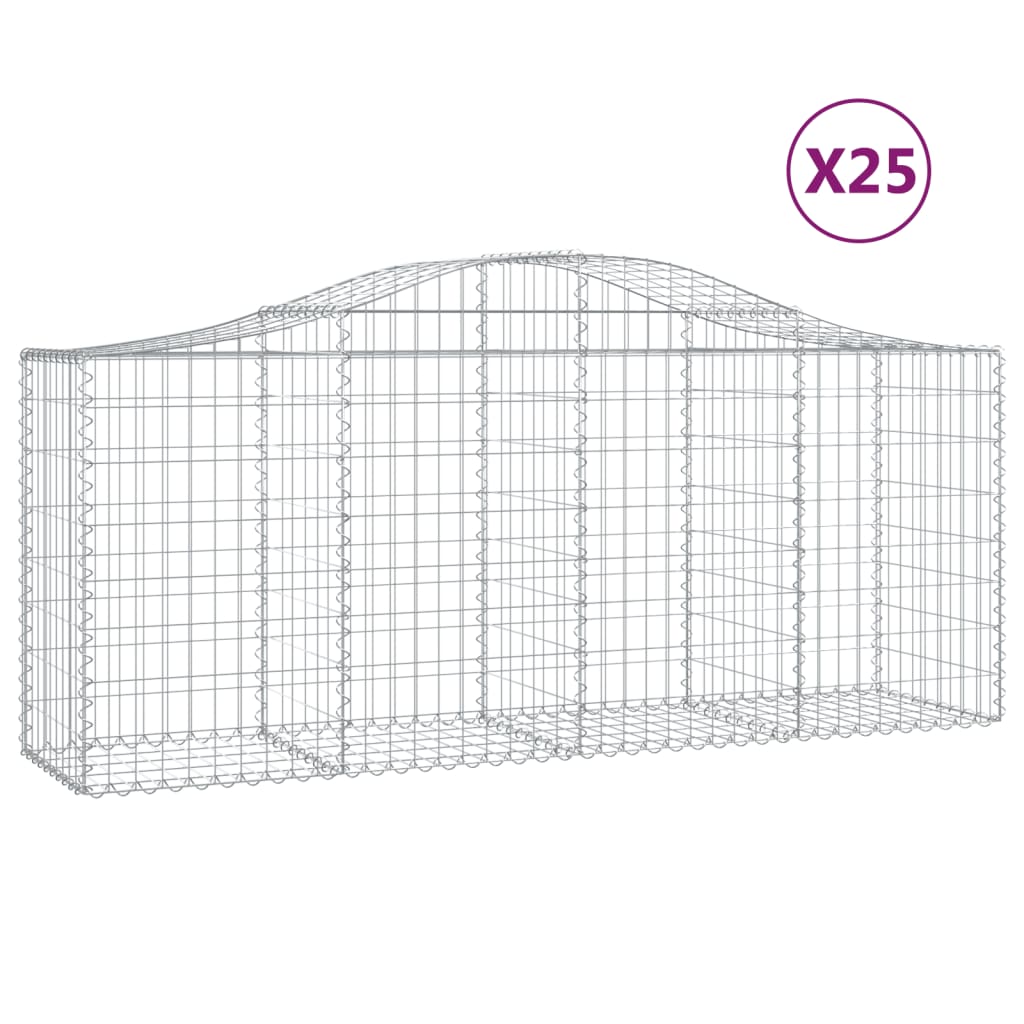 Schanskorven 25 St Gewelfd 200X50X80/100 Cm Ijzer 200 x 50 x 80/100 cm