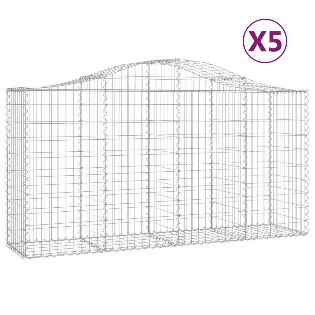 Schanskorven 5 St Gewelfd 200X50X100/120 Cm Ijzer 200 x 50 x 100/120 cm
