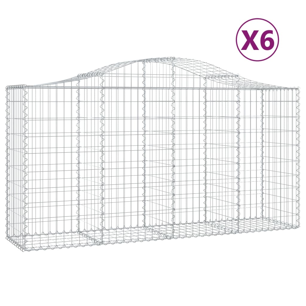 Schanskorven 6 St Gewelfd 200X50X100/120 Cm Ijzer 200 x 50 x 100/120 cm