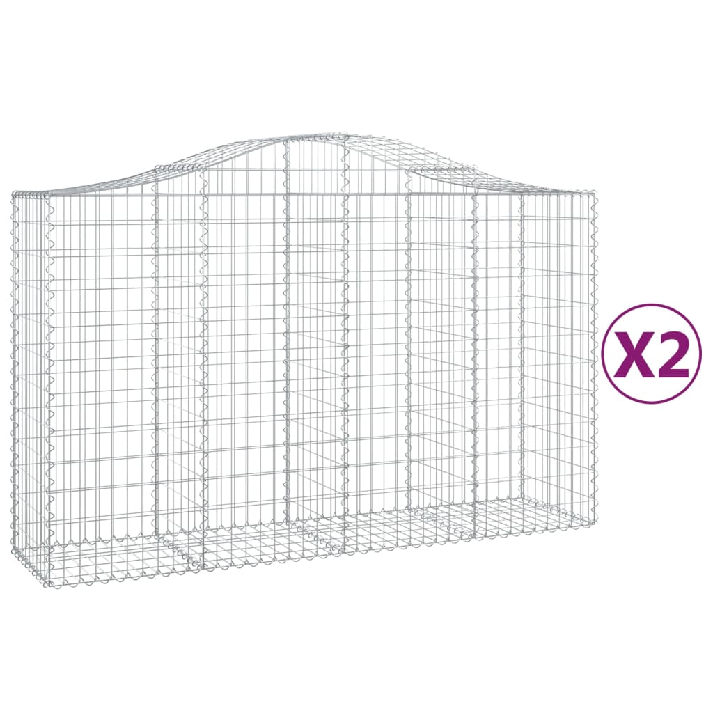 Schanskorven 2 St Gewelfd 200X50X120/140 Cm Ijzer 200 x 50 x 120/140 cm