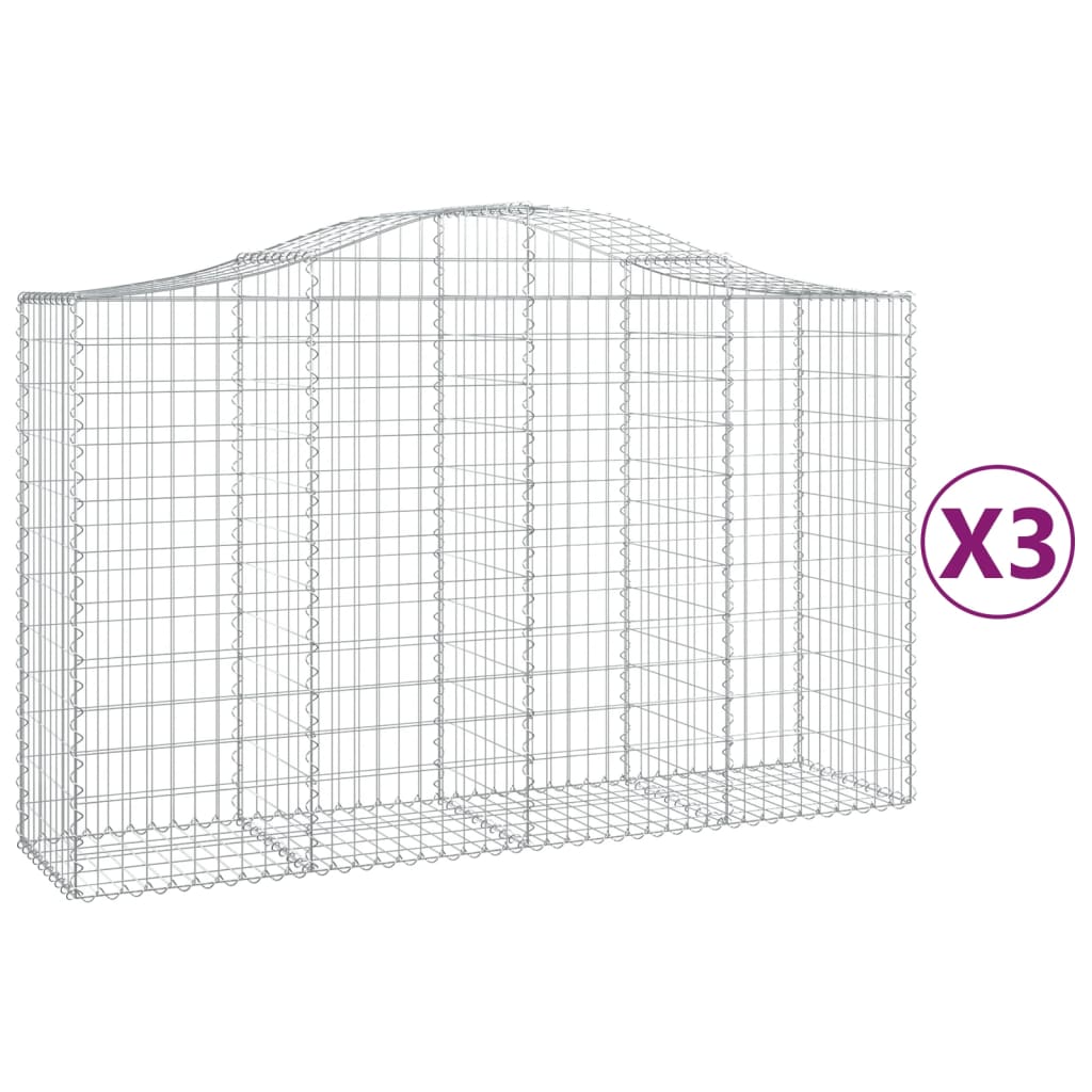 Schanskorven 3 St Gewelfd 200X50X120/140 Cm Ijzer 200 x 50 x 120/140 cm