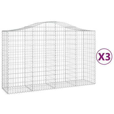 Schanskorven 3 St Gewelfd 200X50X120/140 Cm Ijzer 200 x 50 x 120/140 cm