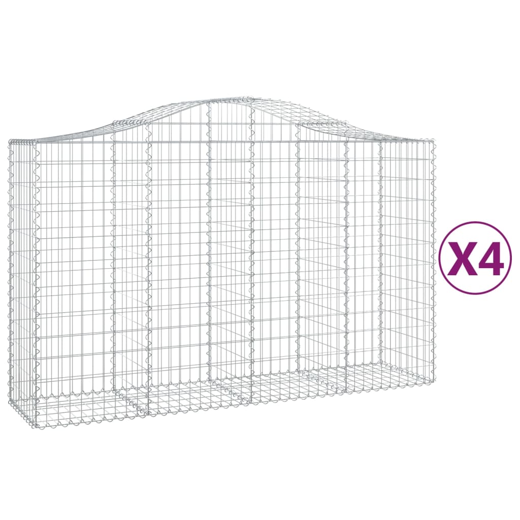 Schanskorven 4 St Gewelfd 200X50X120/140 Cm Ijzer 200 x 50 x 120/140 cm