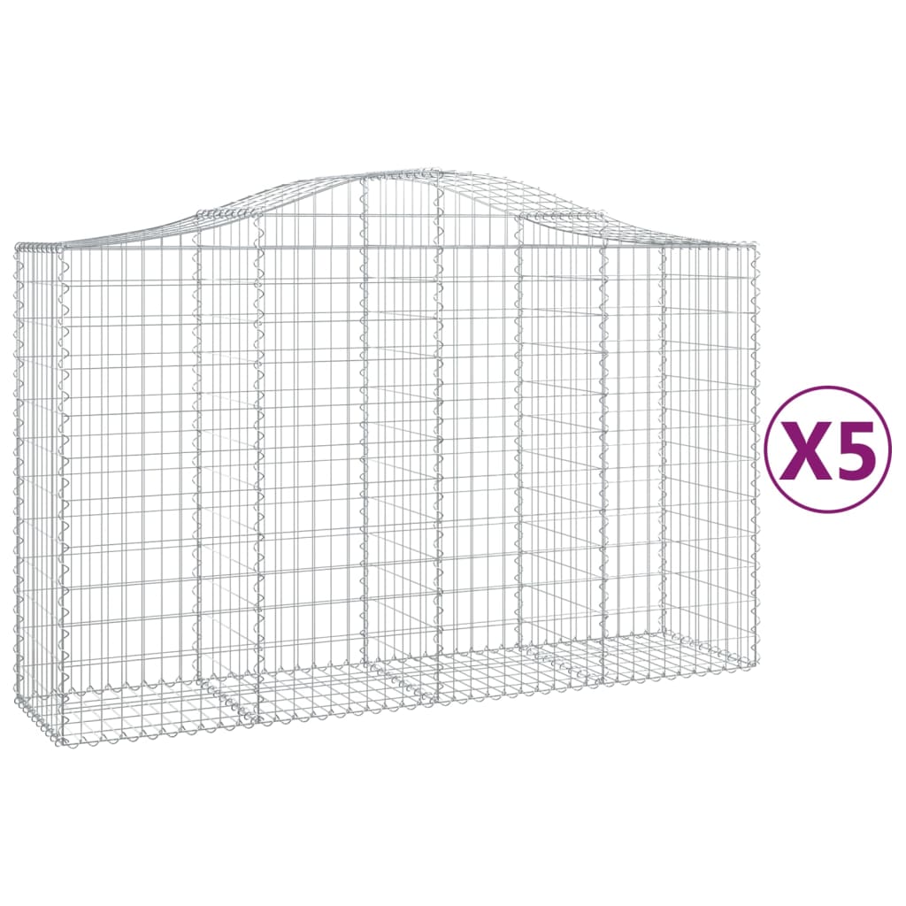 Schanskorven 5 St Gewelfd 200X50X120/140 Cm Ijzer 200 x 50 x 120/140 cm
